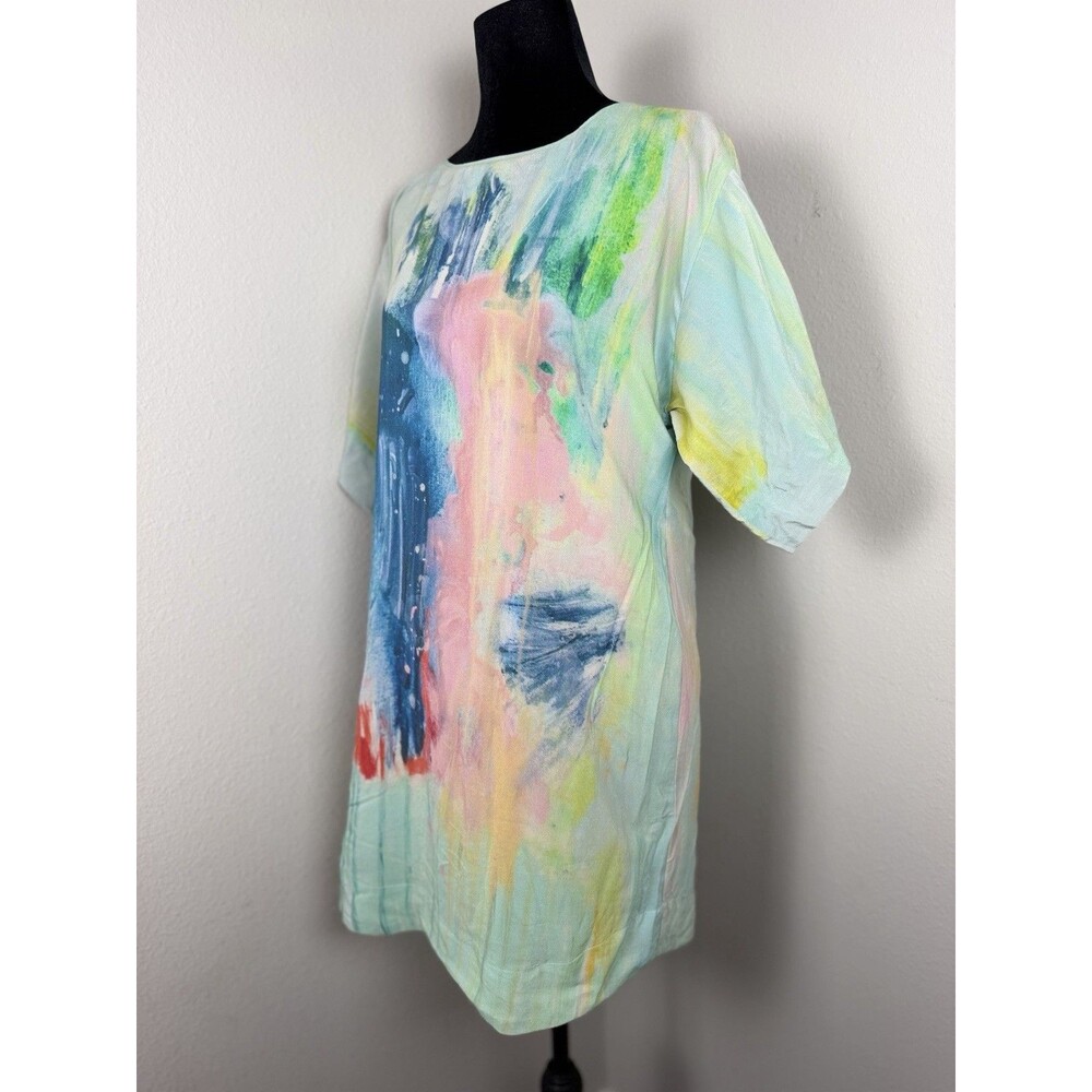 Maeve Anthropologie Silk Shift Dress Womens Small Abstract Print Short Sleeve - Picture 2 of 16